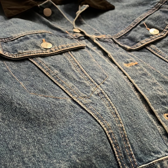 Vintage One-of-a-Kind Peacock Jean Jacket with Velvet Trim (S/XS, Match USA) - Picture 8 of 9